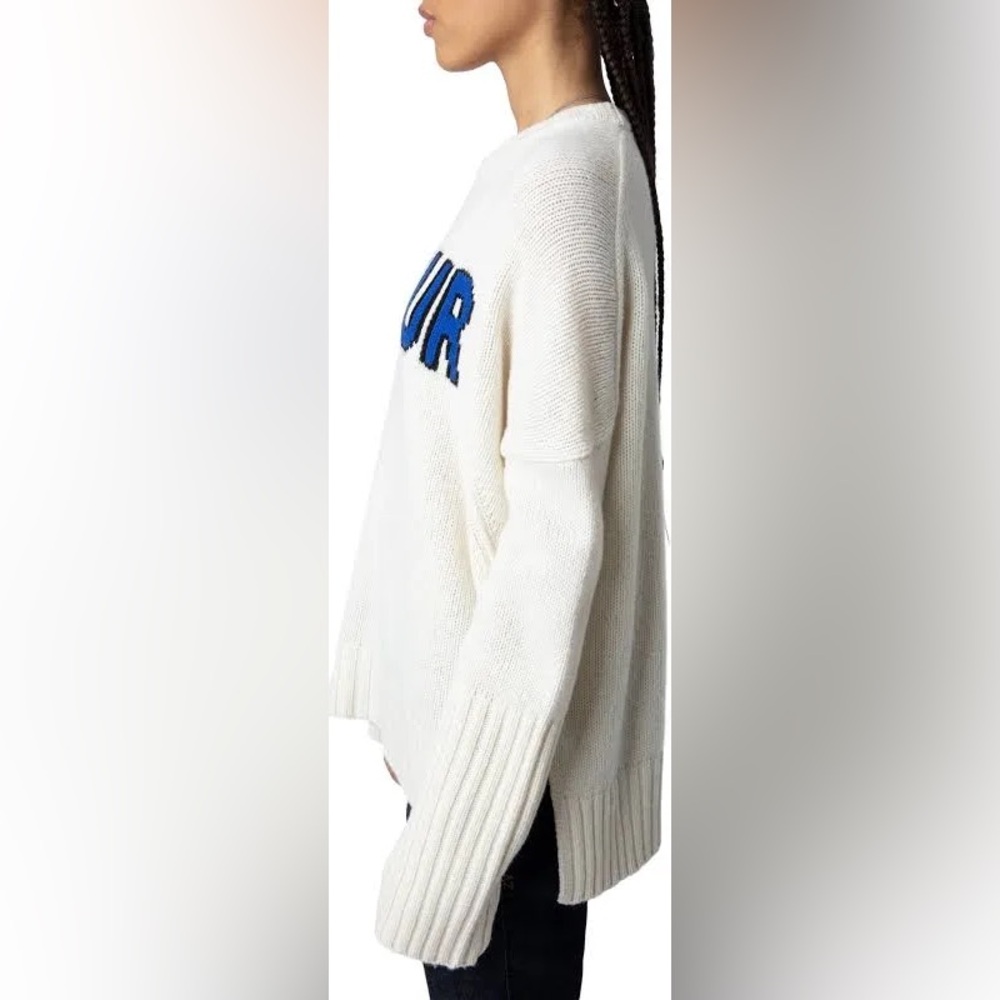 Zadig & Voltaire Malta Amour Sweater in Cream and Blue - Picture 3 of 6